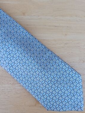 FELLINI Classic Silver Patterned Men’s Tie with Blue and Yellow Accents